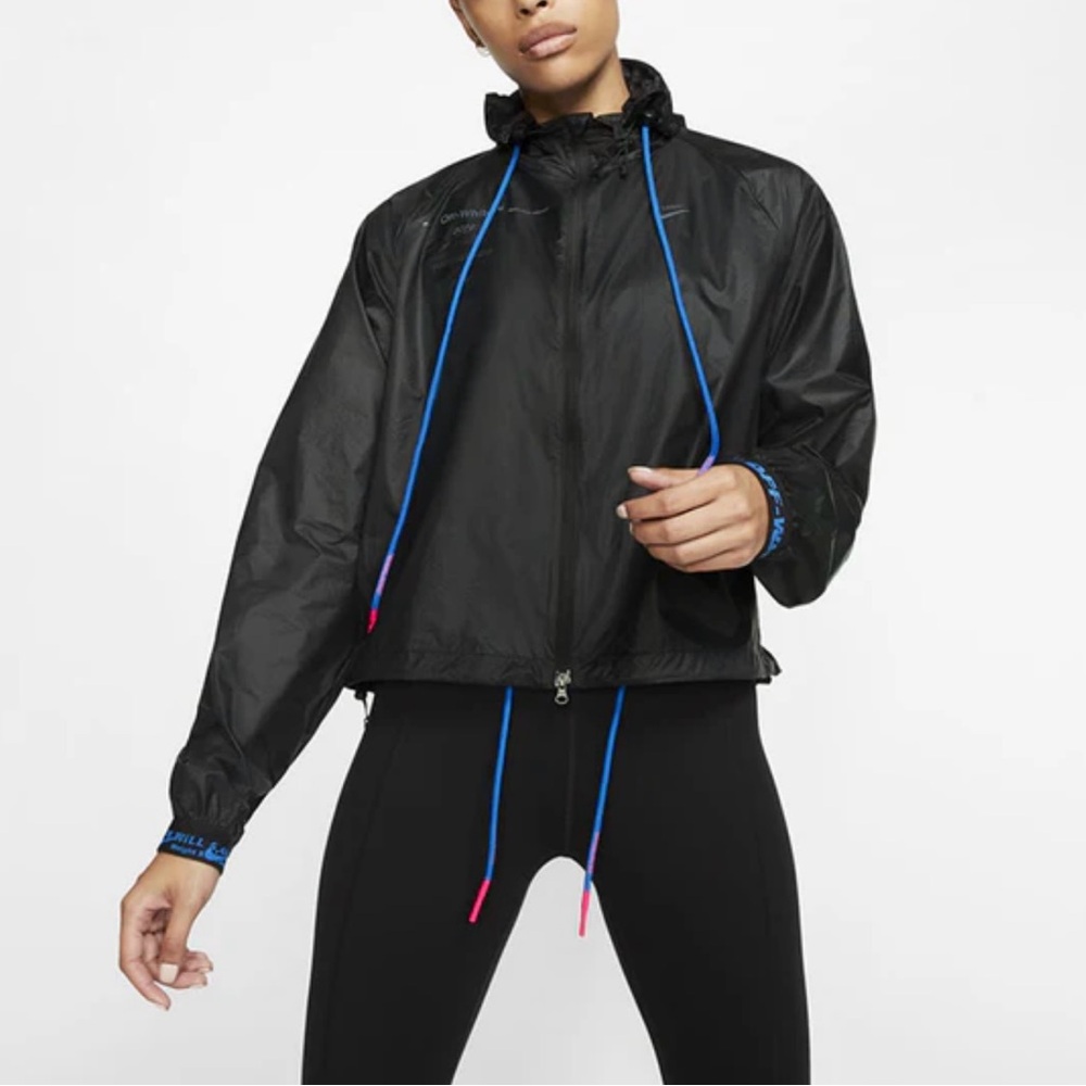 Nike x Off-White Black Crossover Back Arrow Windbreaker Running Jacket - Size: L